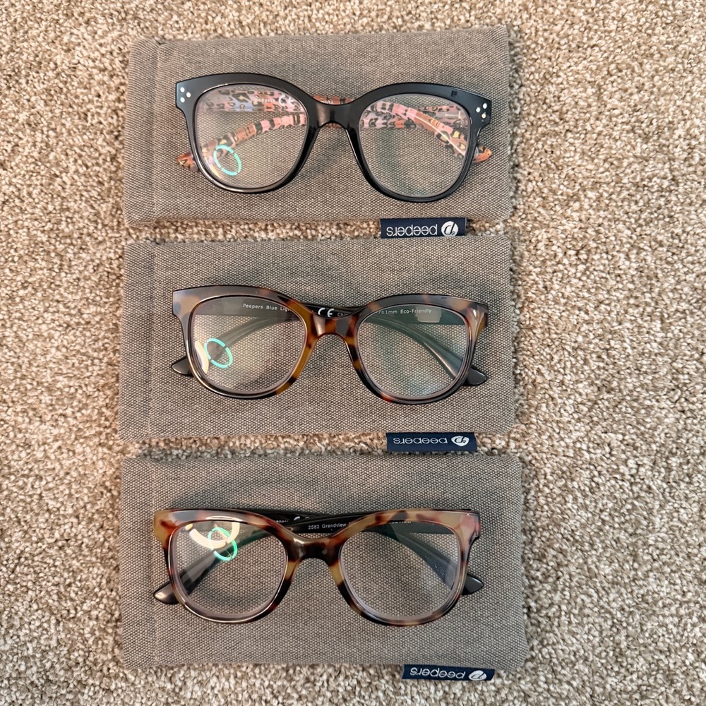 Peepers Eyeglasses Bundle 1.50 Readers - 3 Pairs
